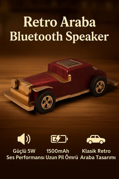 Coverzone Klasik Araba Şekilli Hoparlör - Bluetooth, 5W Güç, 1500mAh Şarjlı, USB TF Destekli, Dekoratif | B2 ürün görseli 1