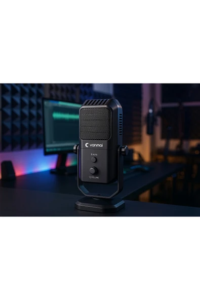 Coverzone USB Mikrofon Condenser, 4 Yönlü, 20Hz-20KHz, Sessize Alma Tuşlu, Ses Ayarlı, 15mm Stand - SF-900 ürün görseli 1
