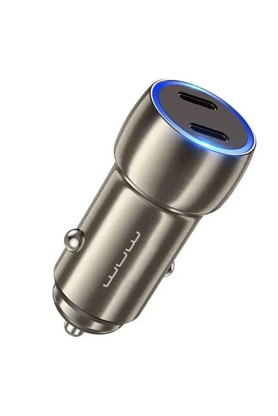 Coverzone 40W Çift USB C Çıkışlı Hızlı Şarj Araç Çakmak Şarj Cihazı Dual Port Type-C + Type-C PD20W+20W - C190 ürün görseli 1