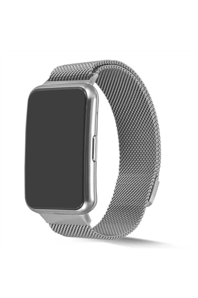 Coverzone Huawei Watch Fit Uyumlu Kordon Hasır Metal Örgülü Gümüş ürün görseli 1