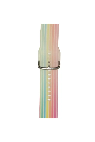 Coverzone Xiaomi Mi Watch Color Ile Uyumlu Kayış Renkli Desenli Erstwhile Kordon Rainbow White ürün görseli 1