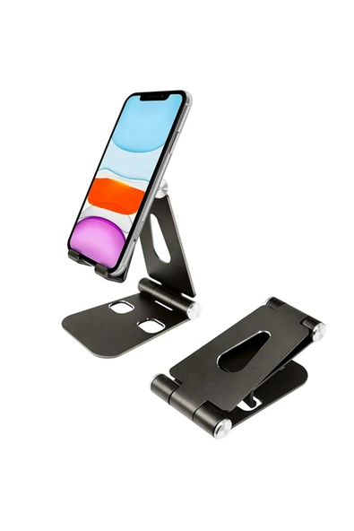Coverzone Komple Alüminyum Ayarlanabilir Katlanabilir Ergonomik G50 Telefon Tutucu Standı Desk Holder Siyah ürün görseli 1