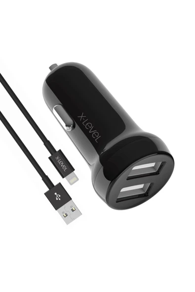 X-Level X-chargerdrivelight 2.4a 15.5w 2x Usb-a Araç Içi Şarj Aleti - Lightning Kablo - Çakmaklık Şarj ürün görseli 1