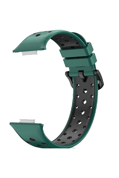 Coverzone Huaweı Watch Fit 2 Ile Uyumlu Kayış Delikli Esnek Tokalı Wanderlust Spor Kordon Koyu Yeşil ürün görseli 1