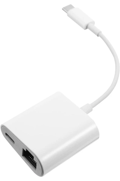 Coverzone Type-C to Ethernet Dönüştürücü Usb Ağ Adaptörü USB C to RJ45 Çevirici Beyaz Renk Adaptör ZR669 ürün görseli 1