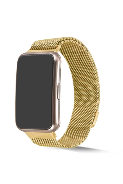 Coverzone Huawei Watch Fit Uyumlu Kordon Hasır Metal Örgülü Gold ürün görseli 1