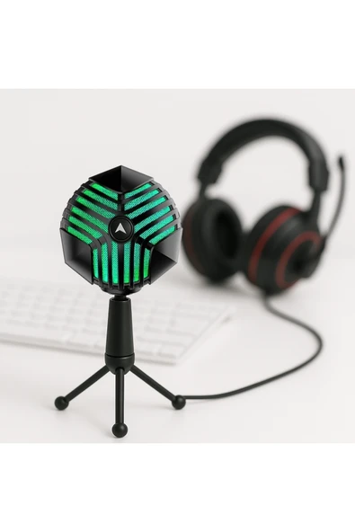 Coverzone RGB Profesyonel Stüdyo Mikrofon Kayıt Frekans aralığı: 50Hz 16kHz Masaüstü Canlı Yayın GM-888 ürün görseli 1