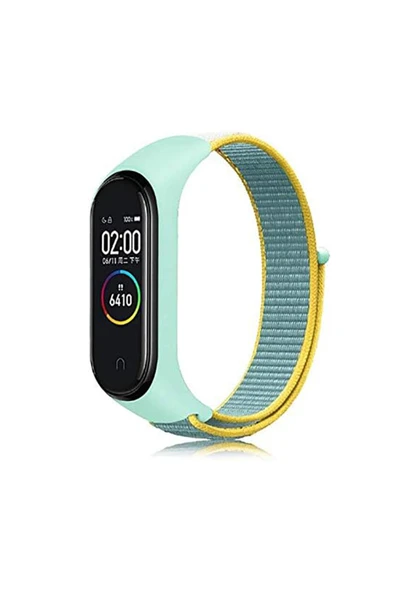Coverzone Xiaomi Mi Band 3 4 5 6 7 İle Uyumlu Kordon Ayarlanabilir Kaliteli Hasır Örme Kordon Kayış Su Yeşili ürün görseli 1