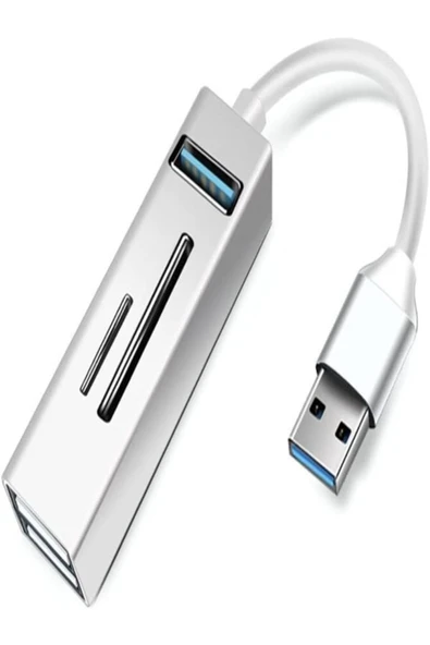 Coverzone Pc Usb Çoklayıcı 3.0 Hub Usb To Usb 5in1 Port Hızlı Aktarım 5gbps Usb Hafıza Kart Okuyucu A803 ürün görseli 1