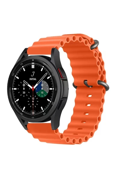 Coverzone Galaxy Watch 3 Ile Uyumlu 41mm Quintessential Kabartmalı Metal Tokalı Kordon Orange ürün görseli 1