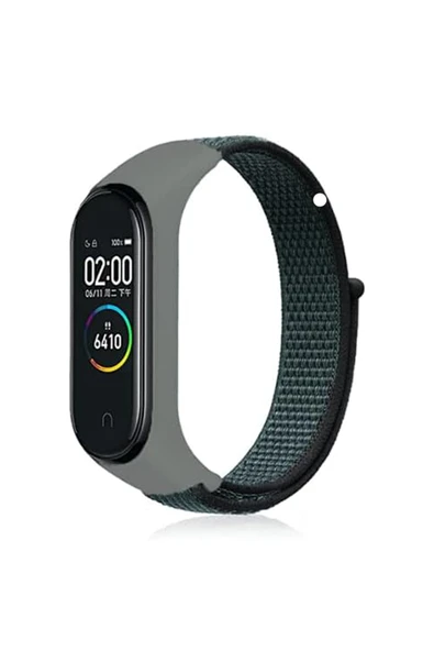 Coverzone Xiaomi Mi Band 3 4 5 6 7 İle Uyumlu Kordon Ayarlanabilir Kaliteli Hasır Örme Kordon Kayış Gri ürün görseli 1