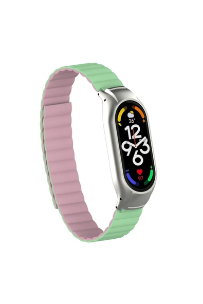 Coverzone Xiaomi Mi Band 7 Ile Uyumlu Haller Kordon Mıknatıslı Şık Tasarım Kordon Açık Yeşil ürün görseli 1