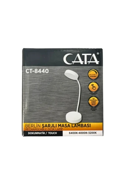 Cata CT-8440 Berlin Dokunmatik Şarjlı Masa Lambası Beyaz ürün görseli 1