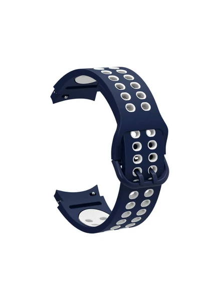 Coverzone Galaxy Watch 5 Pro Ile Uyumlu Iki Kancalı Metal Tokalı Çift Renk Spor Silikon Kordon Mavi-beyaz ürün görseli 1