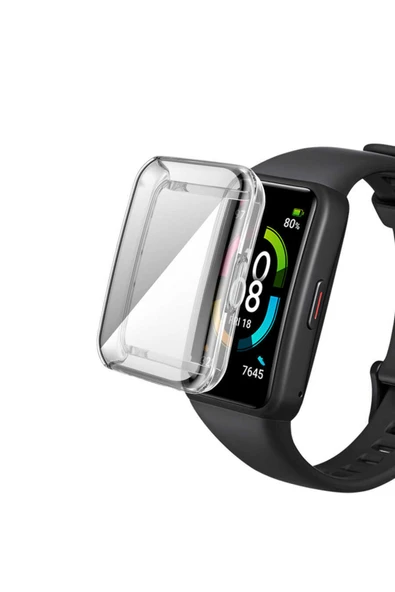 Coverzone Huawei Band 6 Ile Uyumlu Tpu Çerçeveli Tam Kapatan Ekran Koruyucu Çerçeve Kılıf Şeffaf ürün görseli 1