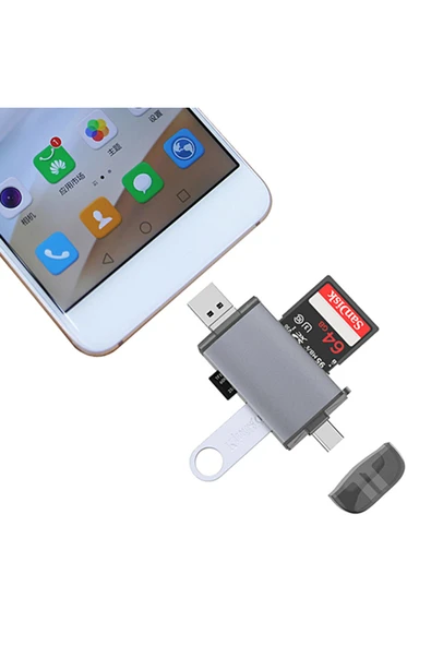 Coverzone 6 In 1 Usb, Type-c, Mikro Usb To Usb2.0/tf/sd Kart Okuyucu 3 Port Hub Adaptör Çevirici ürün görseli 1
