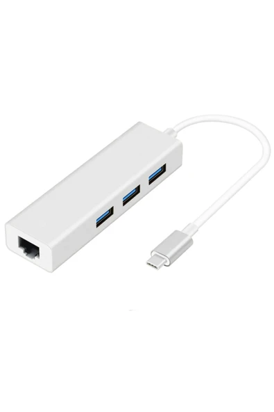 Coverzone Usb 3.1 Type C To Ethernet + 3 X Usb Çevirici 4 Port Hub Çoklayıcı ürün görseli 1