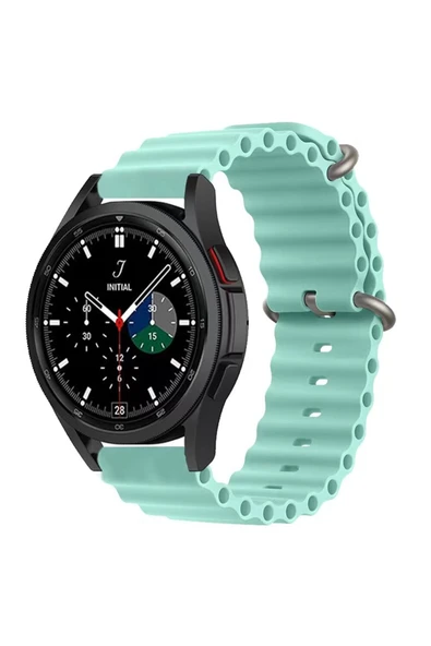 Coverzone Galaxy Watch 3 Ile Uyumlu 41mm Quintessential Kabartmalı Metal Tokalı Kordon Turkuaz ürün görseli 1