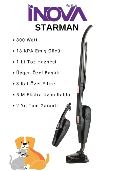 İnova DİK SÜPÜRGE STARMAN 800W - Resim 3