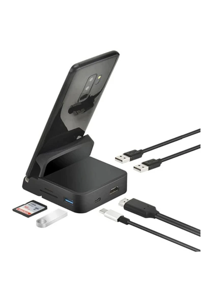 Coverzone Type-c To 3*usb 3.0 4k Full Hd Hdmı Sd Tf Kart Girişli Pd Aktarım Çoklayıcı Hub Adaptör ürün görseli 1