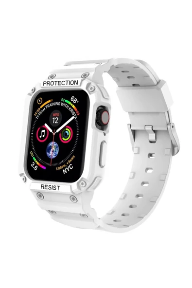 Coverzone Uyumlu Watch 6 Ile Uyumlu Double Protect 38-40 Mm Gnabry Antishok Kordon Beyaz ürün görseli 1