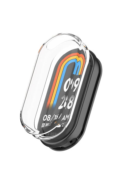 Coverzone Xiaomi Mi Band 8 ile uyumlu Silikon 360 Şeffaf Tam Kapatan Çerceve Kasa Koruma Gard Çerçeve Şeffaf ürün görseli 1
