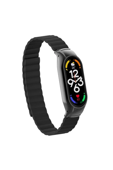 Coverzone Xiaomi Mi Band 7 Ile Uyumlu Haller Kordon Mıknatıslı Şık Tasarım Kordon Siyah ürün görseli 1