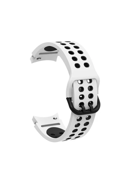 Coverzone Galaxy Watch 4 Classic Ile Uyumlu 40mm Iki Kancalı Metal Tokalı Iridescent Kordon Beyaz-siyah ürün görseli 1