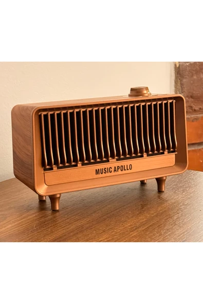Coverzone Yeni Nesil Retro Radyo Görünümlü Speaker USB TF AUX Bluetooth Vintage Müzik Kutusu Kahverengi B3 ürün görseli 1