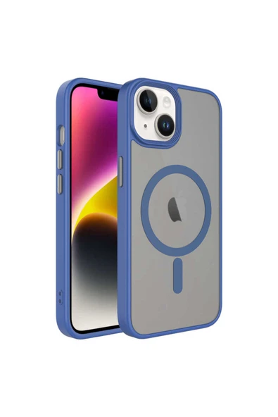 Coverzone İPhone 14 Plus ile Uyumlu Sert PC Arka Yüzey Wireless Şarj Özellikli Buzlu Saydam ZF Kapak ürün görseli 1
