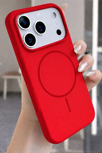 Coverzone İphone 17 Pro max için MagSafe ile uyumlu Kablosuz Şarj Özellikli Kadife İç Yüzey Silikon Kılıf ürün görseli 1
