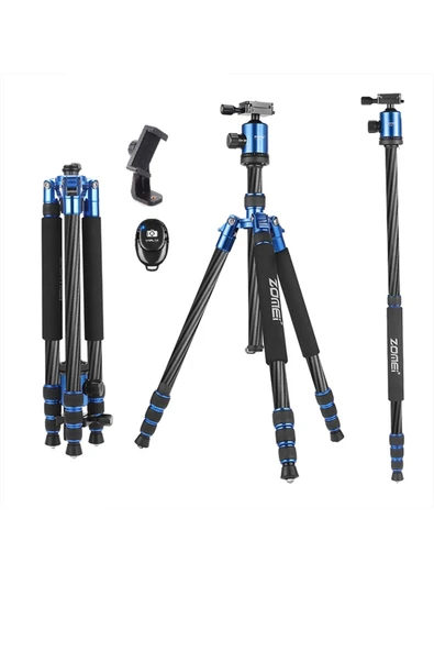 Coverzone ZOMEI Z818C Profesyonel Taşınabilir Karbon Fiber Dijital Kamera ve Kamera Tripod Monopod Stant ürün görseli 1