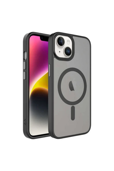 Coverzone İPhone 13-14 ile Uyumlu Sert PC Arka Yüzey Wireless Şarj Özellikli Buzlu Saydam ZF Kapak ürün görseli 1