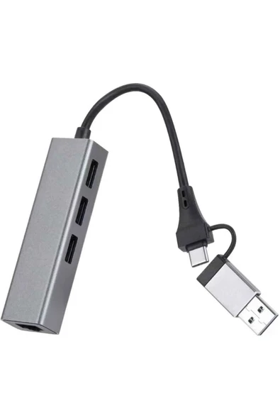Coverzone USB 3.0 to Ethernet RJ45 Lan Hub 1000Mbps 3 Adet USB 3.0 Çıkışlı Ethernet Adaptör PC Macbook Samsung ürün görseli 1