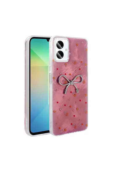 Coverzone Galaxy A06 İle Uyumlu Figürlü Ponti Silikon Telefon Kılıfı Pembe Kurdele ürün görseli 1