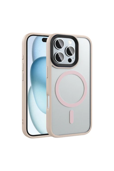 Coverzone İPhone 16 Pro ile Uyumlu Sert PC Arka Yüzey Wireless Şarj Özellikli Buzlu Saydam ZF Kapak ürün görseli 1