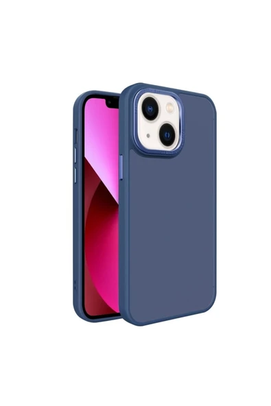 Coverzone İphone 13-14 ile Uyumlu Köşe Korumalı Buzlu Saydam Metal Koruma Çerçeveli Kamera Korumalı Kılıf ürün görseli 1