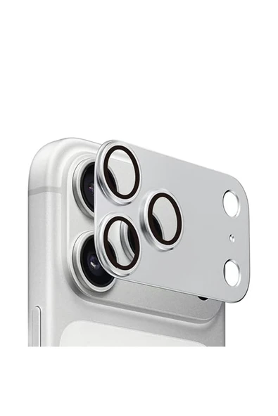 Coverzone iPhone 17 Pro ile Uyumlu Kamera Lens Koruyucu 9H Temperli Cam Metal Halkalı Tam Kapsam CAM Kapak ürün görseli 1