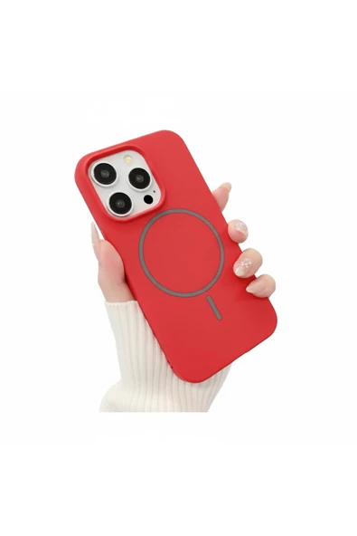 Coverzone İphone 14 Pro İle Uyumlu MagSafe ile uyumlu Kablosuz Şarj Özellikli Kadife İç Yüzey Silikon Kılıf ürün görseli 1