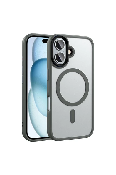 Coverzone İPhone 16 ile Uyumlu Sert PC Arka Yüzey Wireless Şarj Özellikli Buzlu Saydam ZF Kapak ürün görseli 1