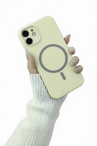 Coverzone İphone 12 İle Uyumlu MagSafe ile uyumlu Kablosuz Şarj Özellikli Kadife İç Yüzey Silikon Kılıf ürün görseli 1