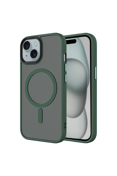 Coverzone İPhone 15 Plus ile Uyumlu Sert PC Arka Yüzey Wireless Şarj Özellikli Buzlu Saydam ZF Kapak ürün görseli 1