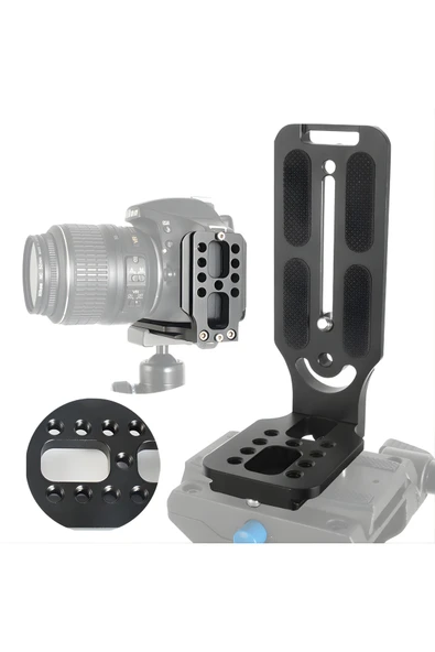 Coverzone Arca Swiss Alüminyum Kamera L Braket, Tripod Aparatı, Dikey Yatay Çekim, Canon Nikon Sony Fuji, H22 ürün görseli 1