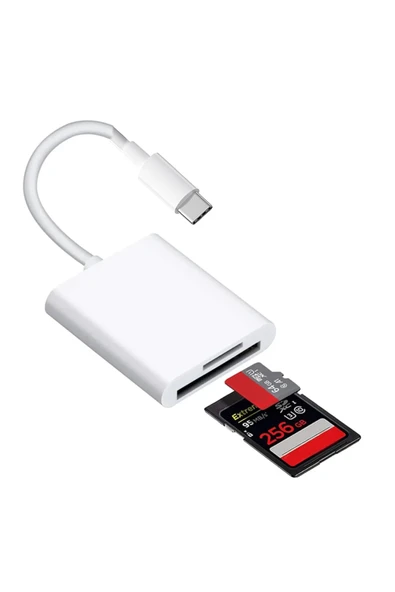 Coverzone iPhone 15 Uyumlu Type-C Kart Okuyucu SD Kart Adaptörü TF Kart Okuyucu Disk Adaptörü ZR571 ürün görseli 1