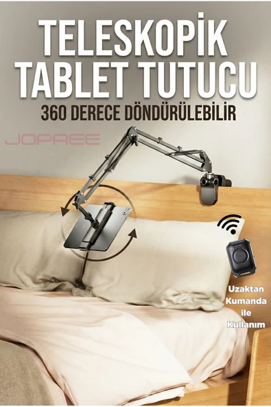 Jopree Teleskopik 360 Derece Ayarlanabilir Tablet Tutucu - Uzaktan Kumandalı CT-08 ürün görseli 1