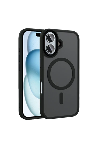 Coverzone İPhone 16 ile Uyumlu Sert PC Arka Yüzey Wireless Şarj Özellikli Buzlu Saydam ZF Kapak ürün görseli 1