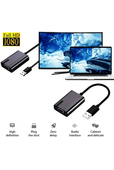 Coverzone Usb To Vga Adaptör Çevirici Lc07-vga ürün görseli 1