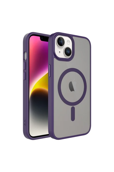 Coverzone İPhone 13-14 ile Uyumlu Sert PC Arka Yüzey Wireless Şarj Özellikli Buzlu Saydam ZF Kapak ürün görseli 1