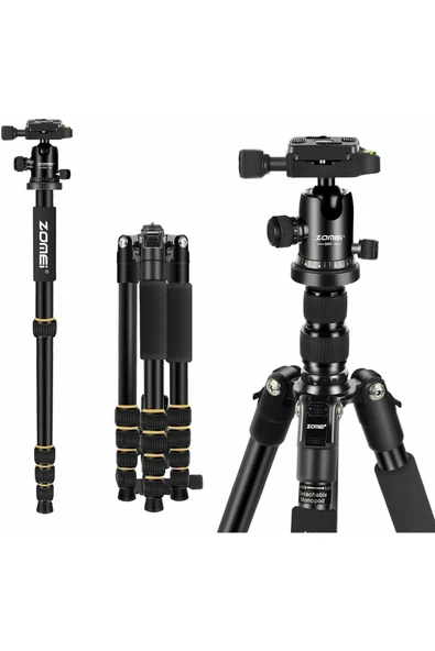 Coverzone Zomei Q666 Tam Profesyonel Tripod  Alüminyum Taşınabilir Top Başlı Hafif ve Kompakt ürün görseli 1