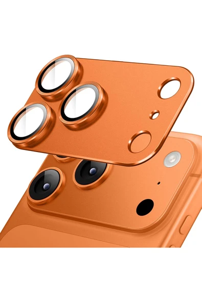 Coverzone iPhone 17 Pro Max Uyumlu Kamera Lens Koruyucu 9H Temperli Cam Metal Halkalı Tam Kapsam Şık Kapak ürün görseli 1